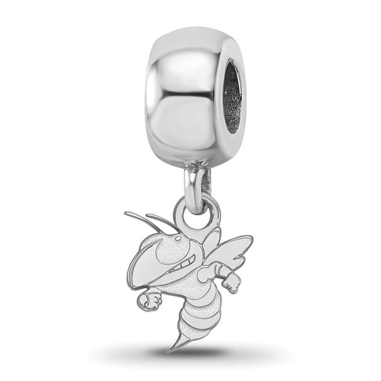 Sterling Silver Rhodium-plated Georgia Institute of Technology Yellow Jacket Extra Small Dangle Bead Charm