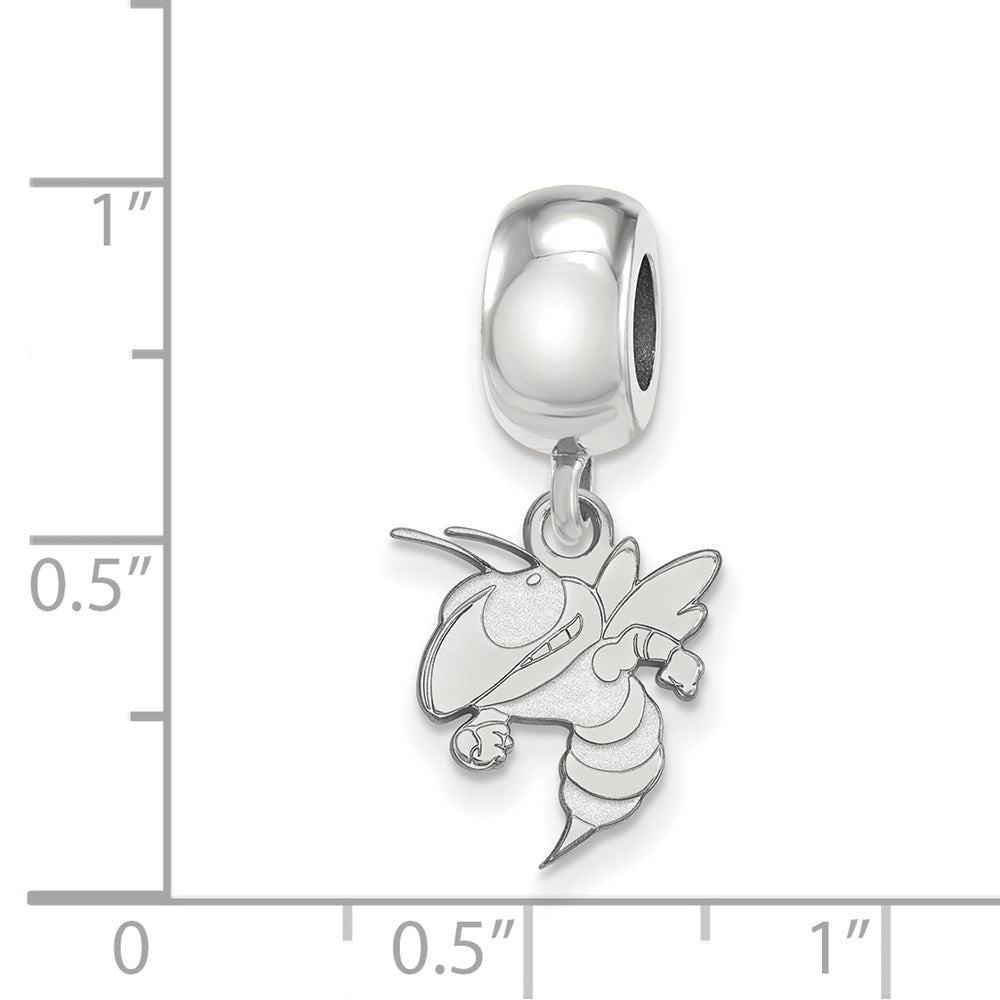 Sterling Silver Rhodium-plated Georgia Institute of Technology Yellow Jacket Small Dangle Bead Charm