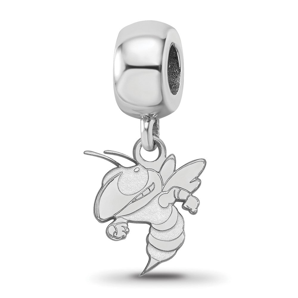 Sterling Silver Rhodium-plated Georgia Institute of Technology Yellow Jacket Small Dangle Bead Charm