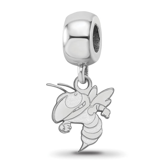 Sterling Silver Rhodium-plated Georgia Institute of Technology Yellow Jacket Small Dangle Bead Charm