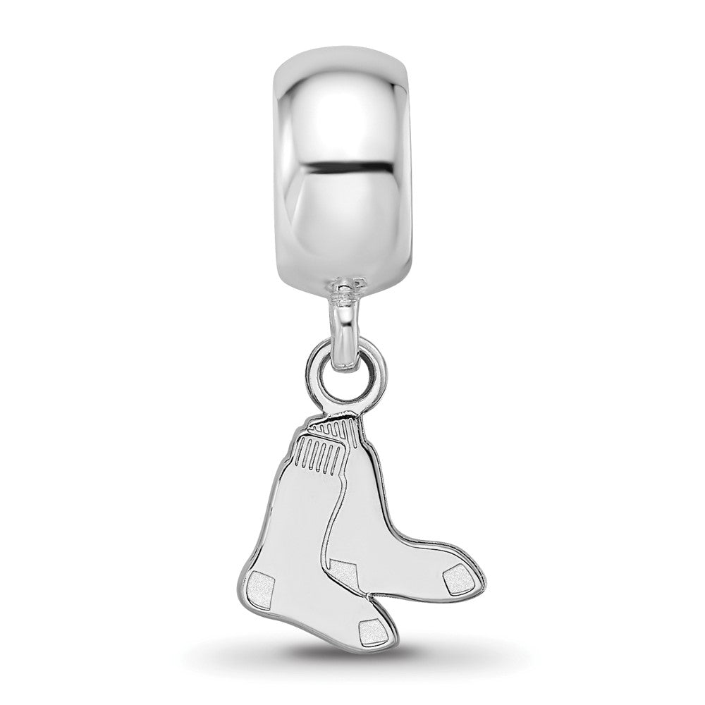Sterling Silver Rhodium-plated MLB Boston Red Sox Pair of Socks Extra Small Dangle Bead