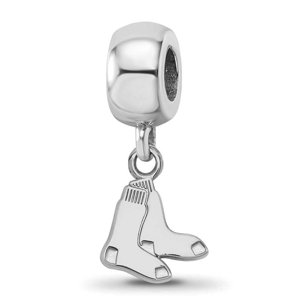Sterling Silver Rhodium-plated MLB Boston Red Sox Pair of Socks Extra Small Dangle Bead