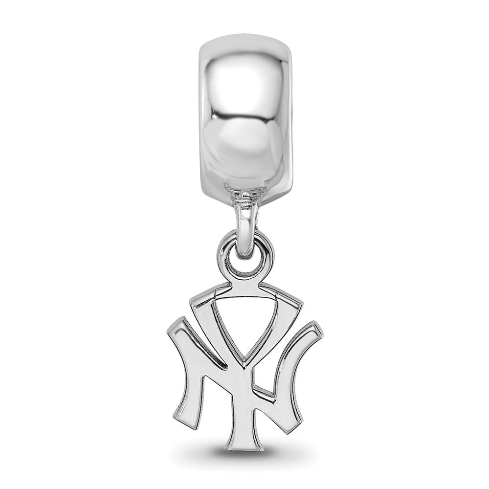 Sterling Silver Rhodium-plated MLB New York Yankees N-Y Extra Small Dangle Bead