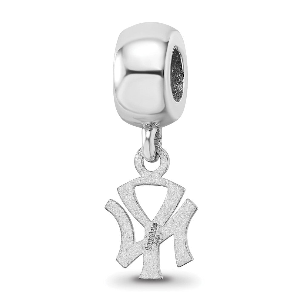 Sterling Silver Rhodium-plated MLB New York Yankees N-Y Extra Small Dangle Bead