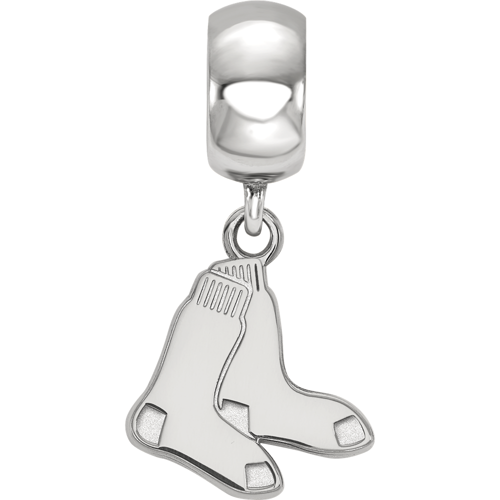 Sterling Silver Rhodium-plated MLB LogoArt Boston Red Sox Pair of Socks Small Dangle Bead