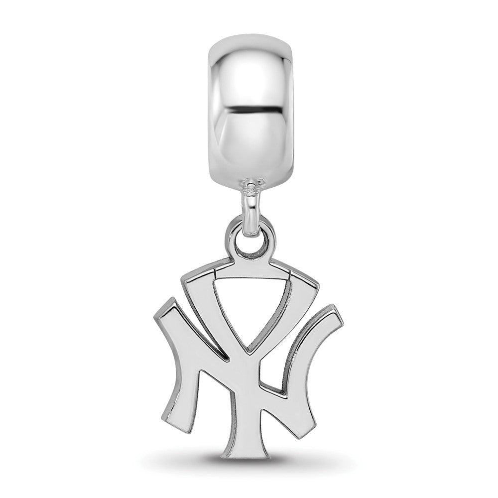 Sterling Silver Rhodium-plated MLB New York Yankees N-Y Small Dangle Bead
