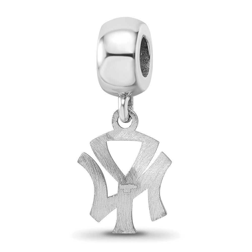 Sterling Silver Rhodium-plated MLB New York Yankees N-Y Small Dangle Bead