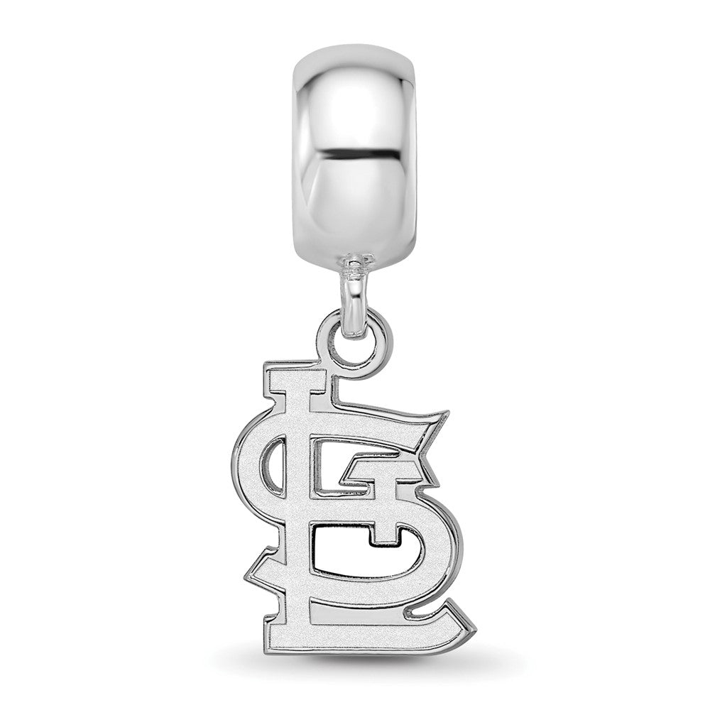 Sterling Silver Rhodium-plated MLB St. Louis Cardinals St. L Small Dangle Bead