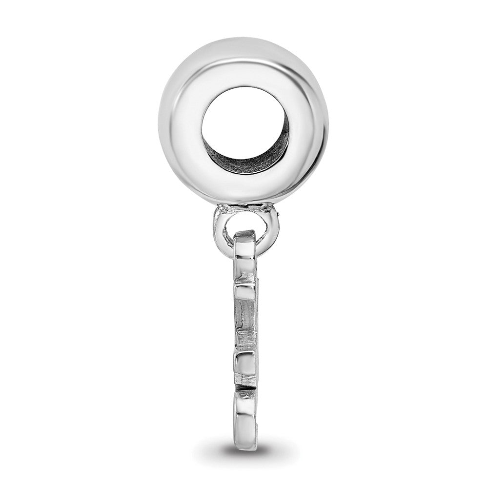 Sterling Silver Rhodium-plated Kansas State University K-S Extra Small Dangle Bead Charm