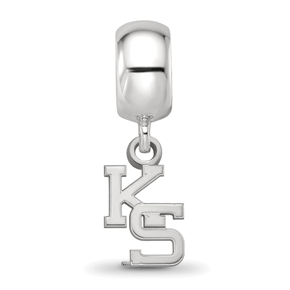 Sterling Silver Rhodium-plated Kansas State University K-S Extra Small Dangle Bead Charm