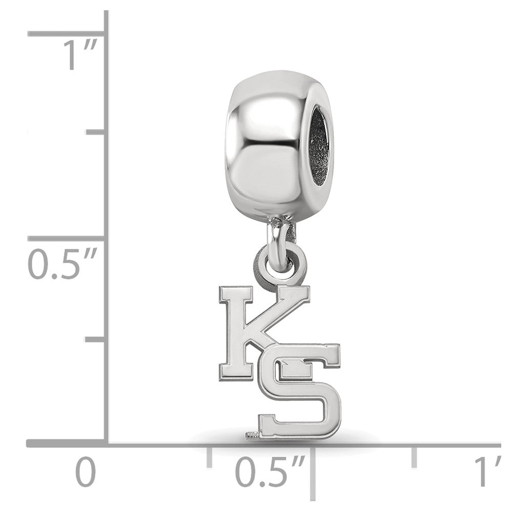 Sterling Silver Rhodium-plated Kansas State University K-S Extra Small Dangle Bead Charm