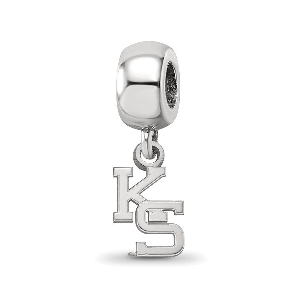 Sterling Silver Rhodium-plated Kansas State University K-S Extra Small Dangle Bead Charm