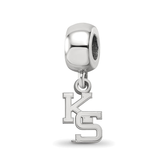 Sterling Silver Rhodium-plated Kansas State University K-S Extra Small Dangle Bead Charm