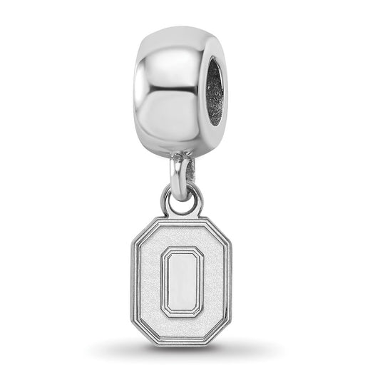 Sterling Silver Rhodium-plated The Ohio State University Letter O Extra Small Dangle Bead Charm