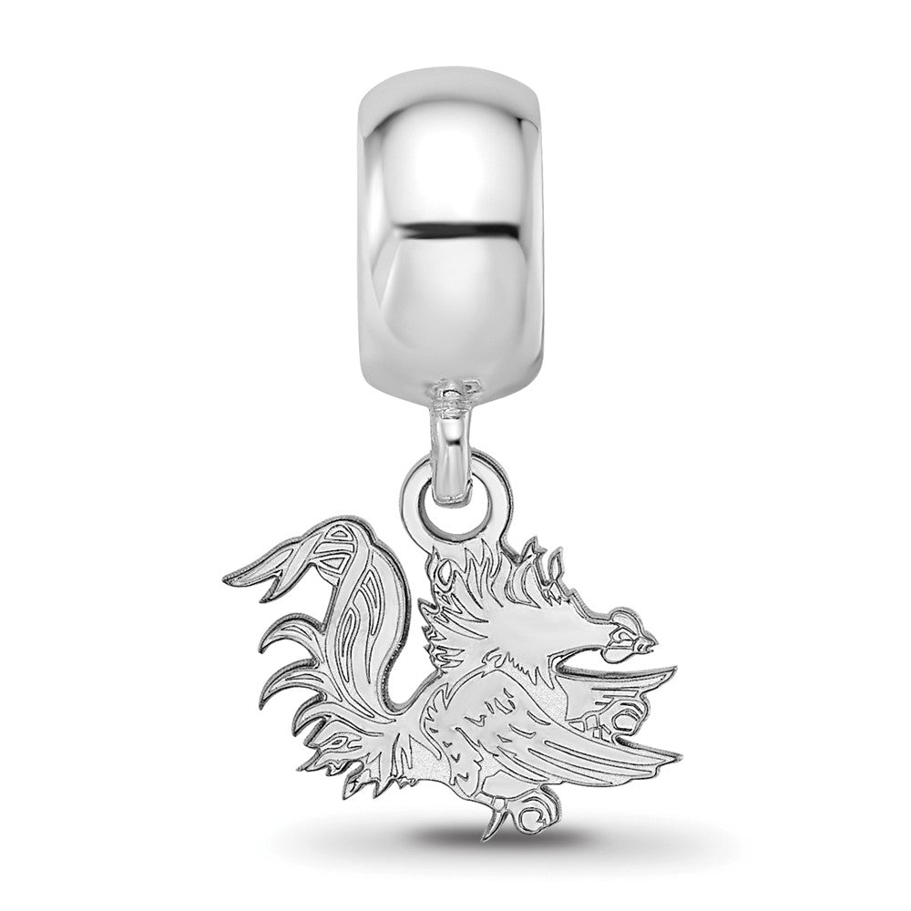 Sterling Silver Rhodium-plated University of South Carolina Gamecock Extra Small Dangle Bead Charm