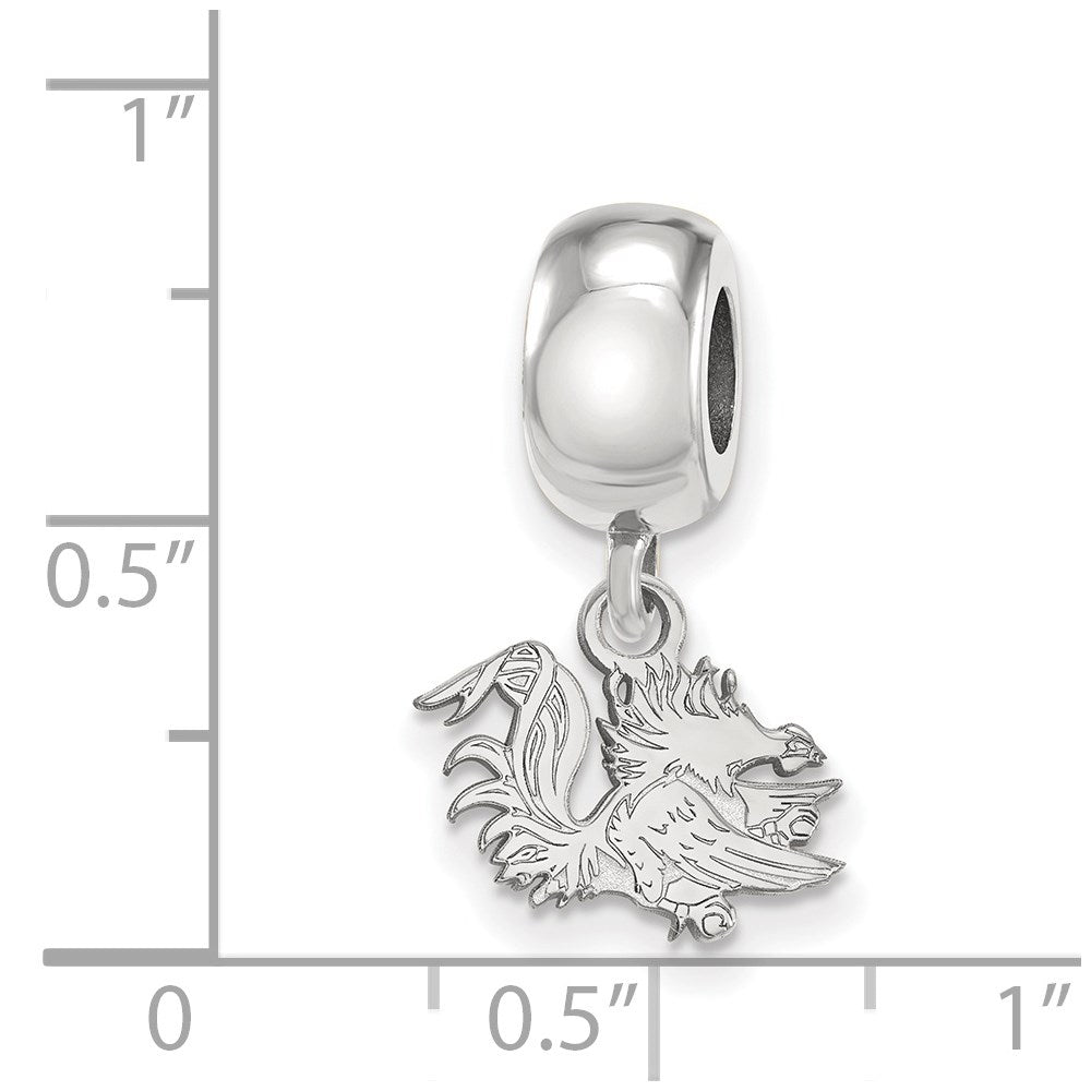 Sterling Silver Rhodium-plated University of South Carolina Gamecock Extra Small Dangle Bead Charm