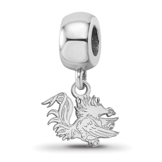 Sterling Silver Rhodium-plated University of South Carolina Gamecock Extra Small Dangle Bead Charm