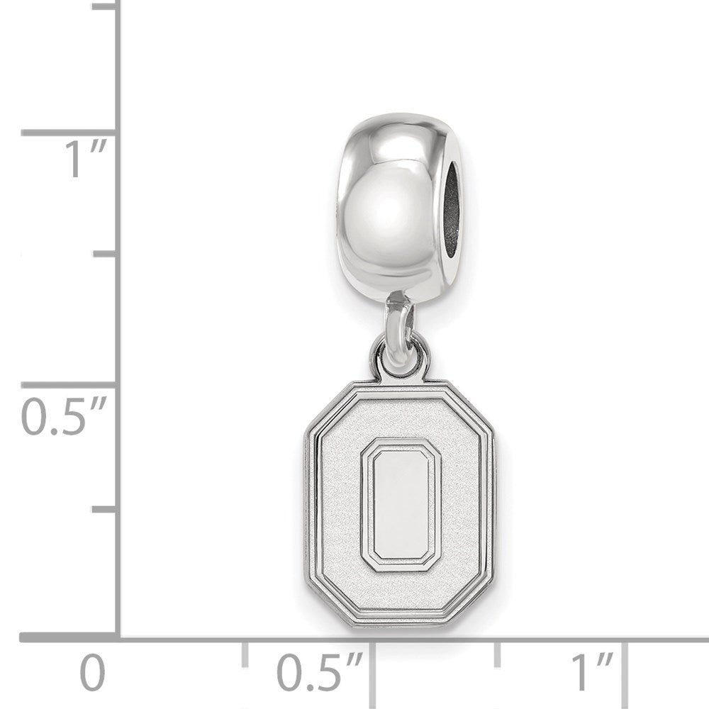 Sterling Silver Rhodium-plated The Ohio State University Letter O Small Dangle Bead Charm