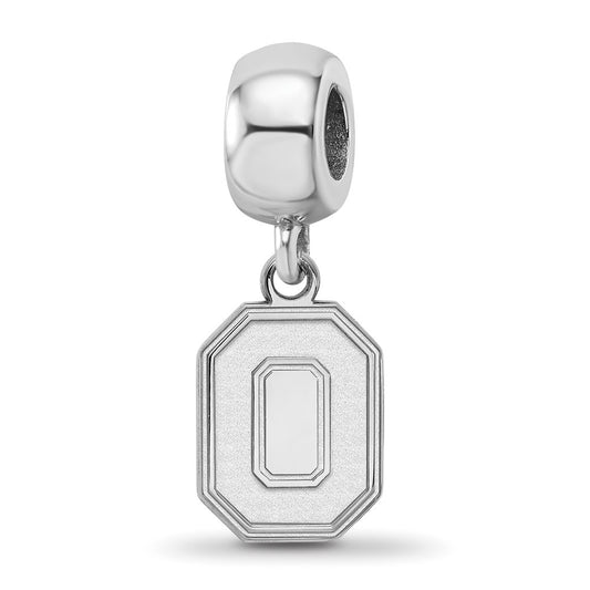Sterling Silver Rhodium-plated The Ohio State University Letter O Small Dangle Bead Charm