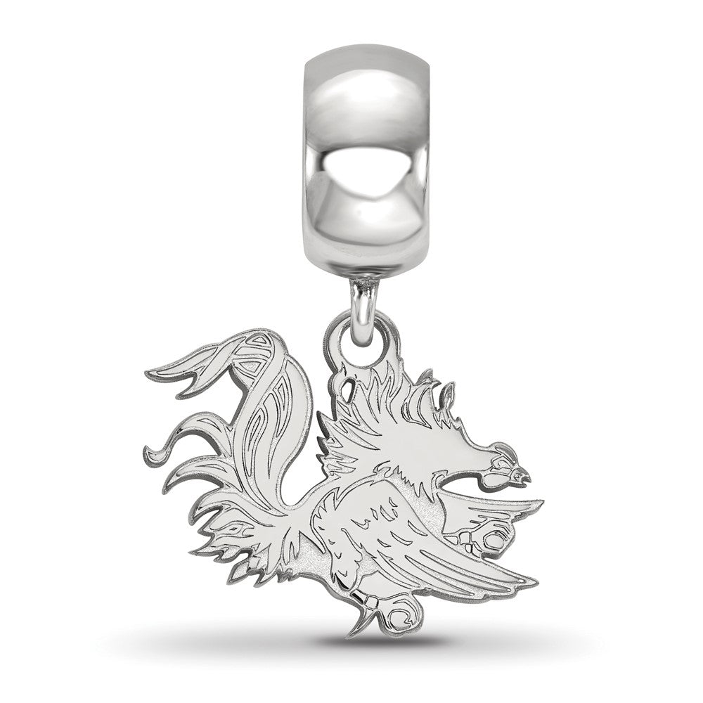 Sterling Silver Rhodium-plated University of South Carolina Gamecock Small Dangle Bead Charm