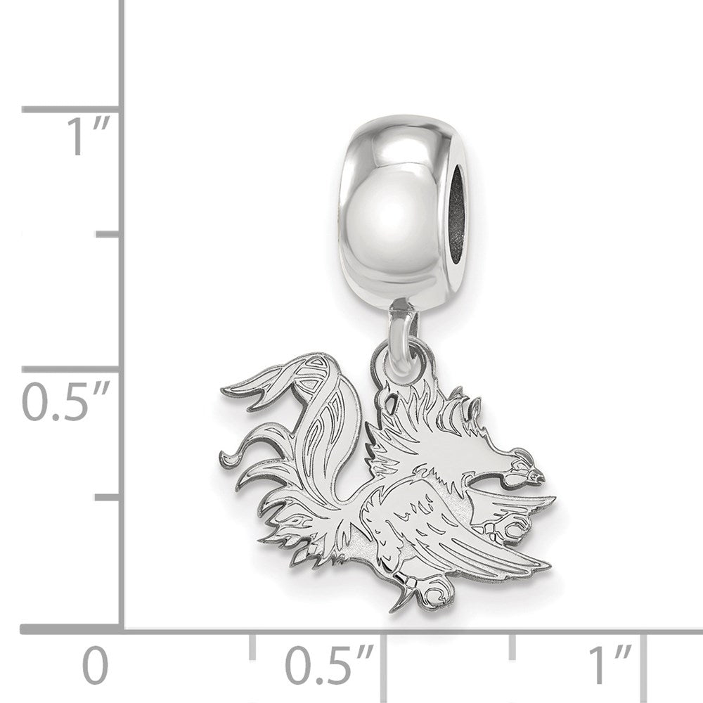 Sterling Silver Rhodium-plated University of South Carolina Gamecock Small Dangle Bead Charm