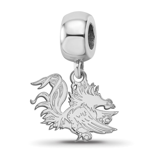Sterling Silver Rhodium-plated University of South Carolina Gamecock Small Dangle Bead Charm