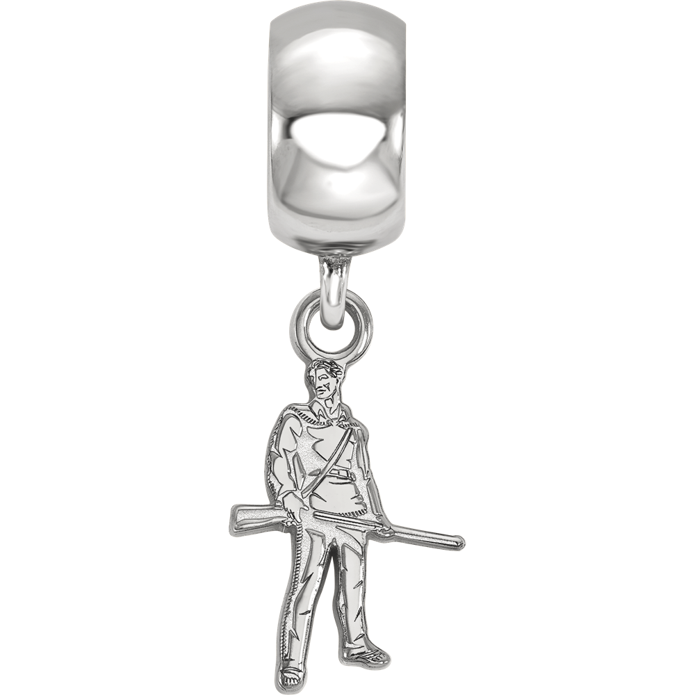 Sterling Silver Rhodium-plated LogoArt West Virginia University Mountaineer Extra Small Dangle Bead Charm