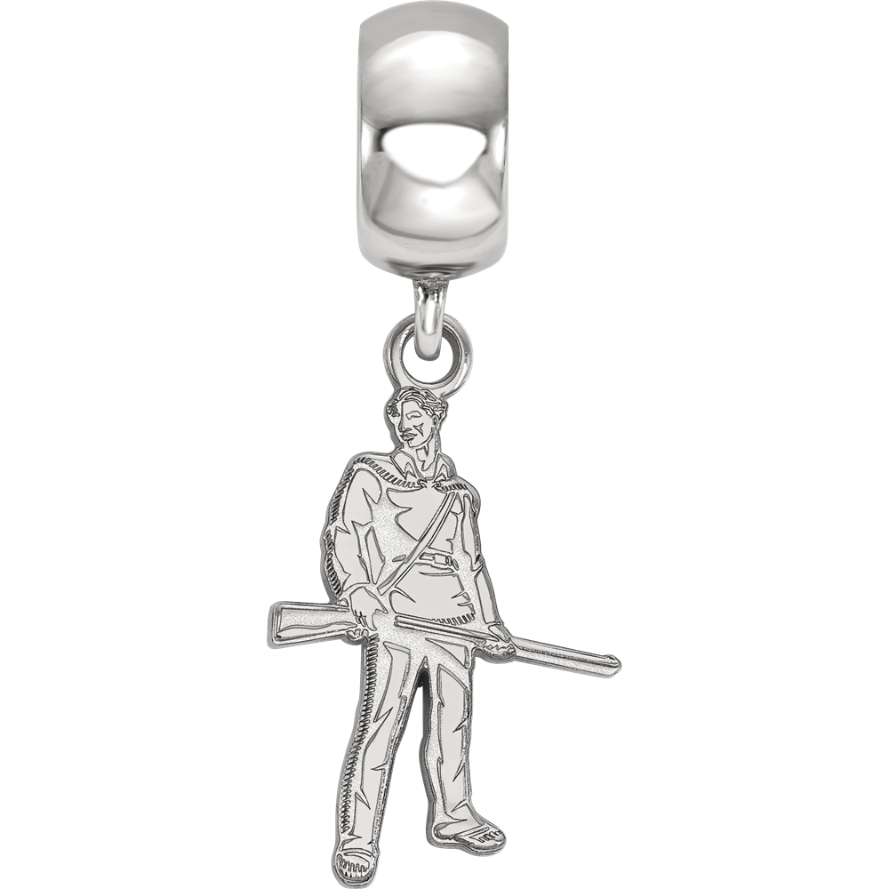 Sterling Silver Rhodium-plated LogoArt West Virginia University Mountaineer Small Dangle Bead Charm