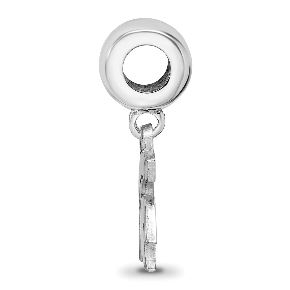 Sterling Silver Rhodium-plated Michigan State University Spartan Small Dangle Bead Charm