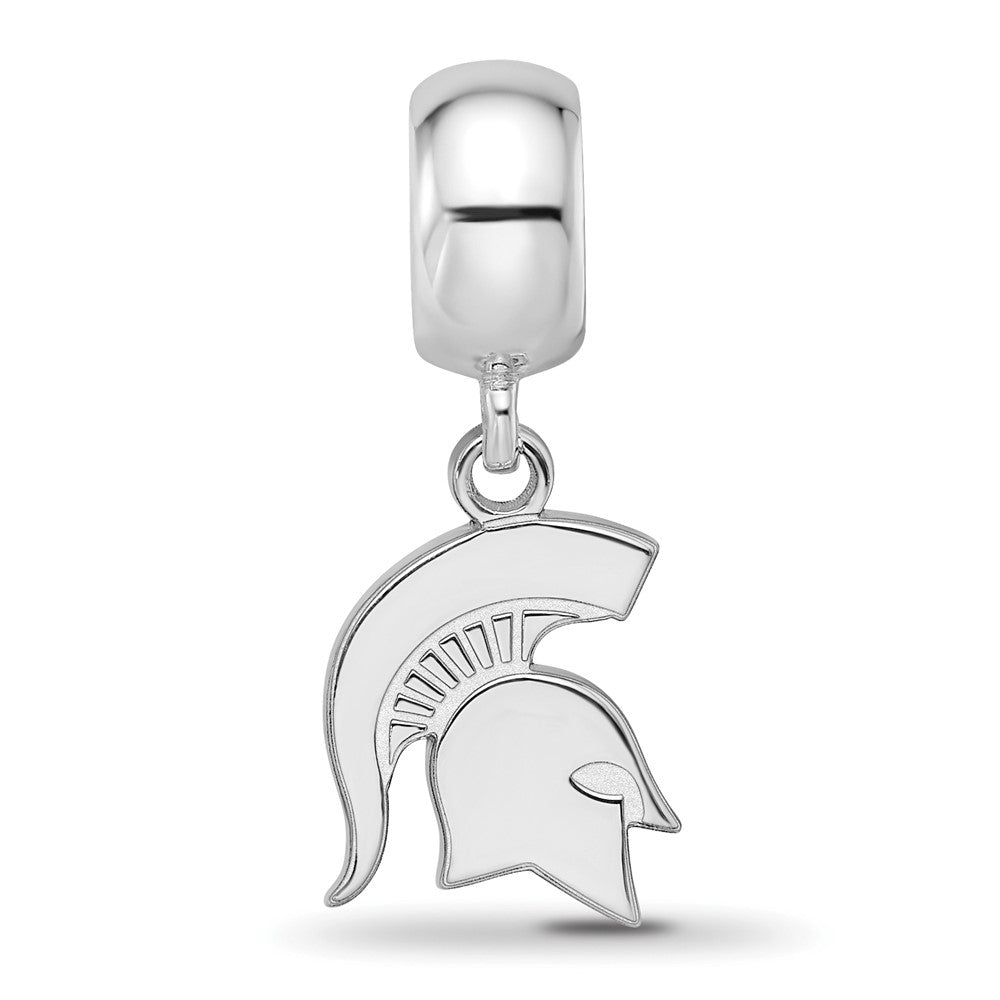 Sterling Silver Rhodium-plated Michigan State University Spartan Small Dangle Bead Charm