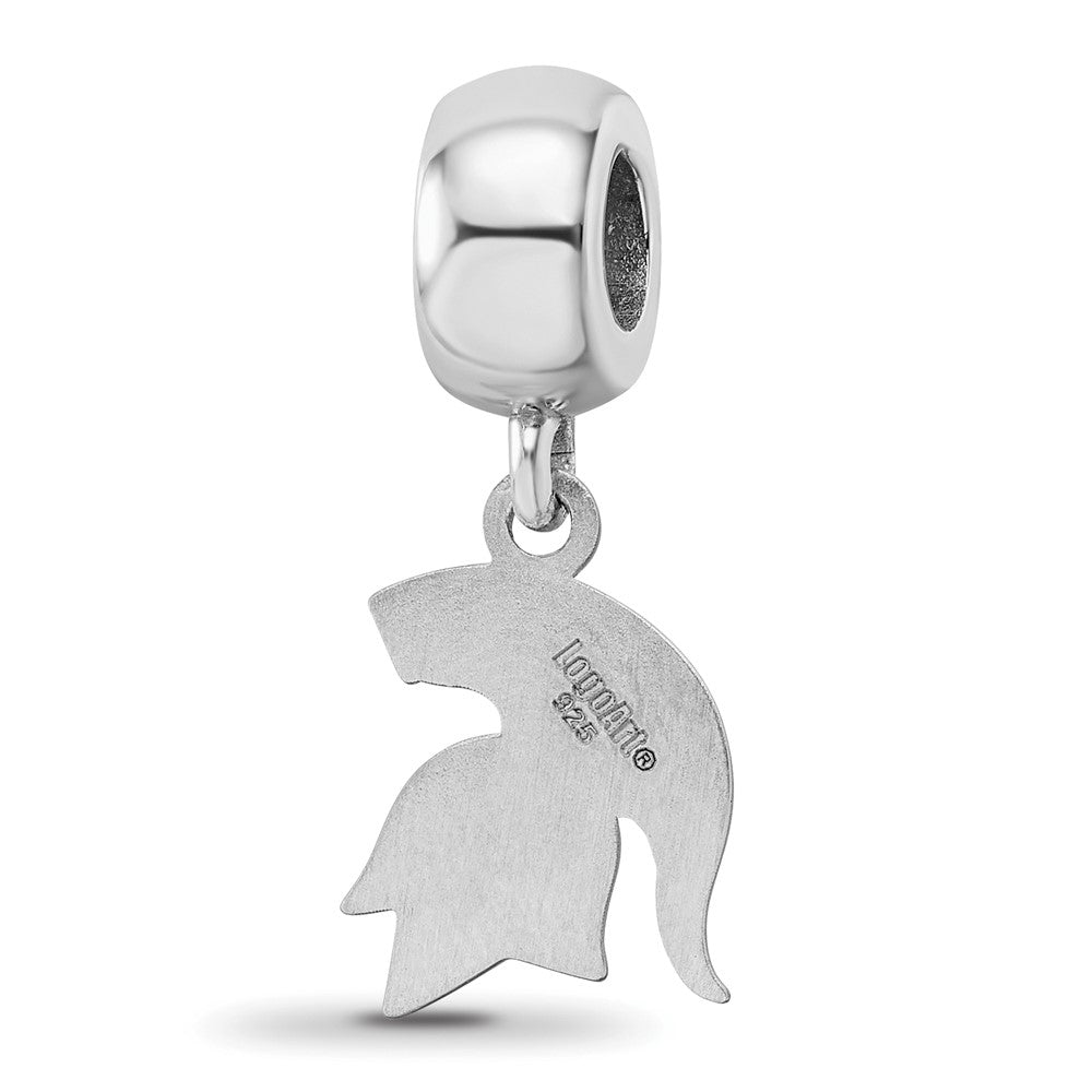 Sterling Silver Rhodium-plated Michigan State University Spartan Small Dangle Bead Charm