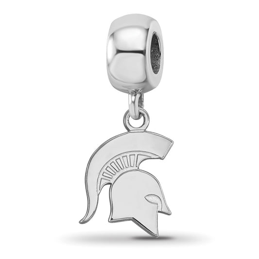 Sterling Silver Rhodium-plated Michigan State University Spartan Small Dangle Bead Charm