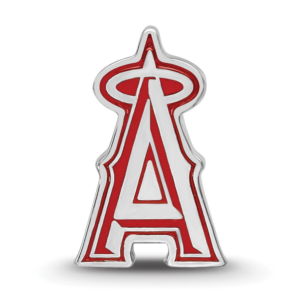 Sterling Silver Rhodium-plated MLB Los Angeles Angels Enameled Bead