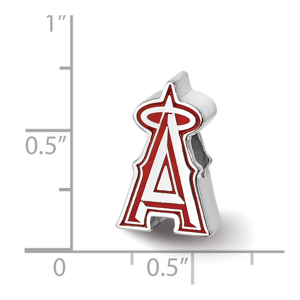 Sterling Silver Rhodium-plated MLB Los Angeles Angels Enameled Bead