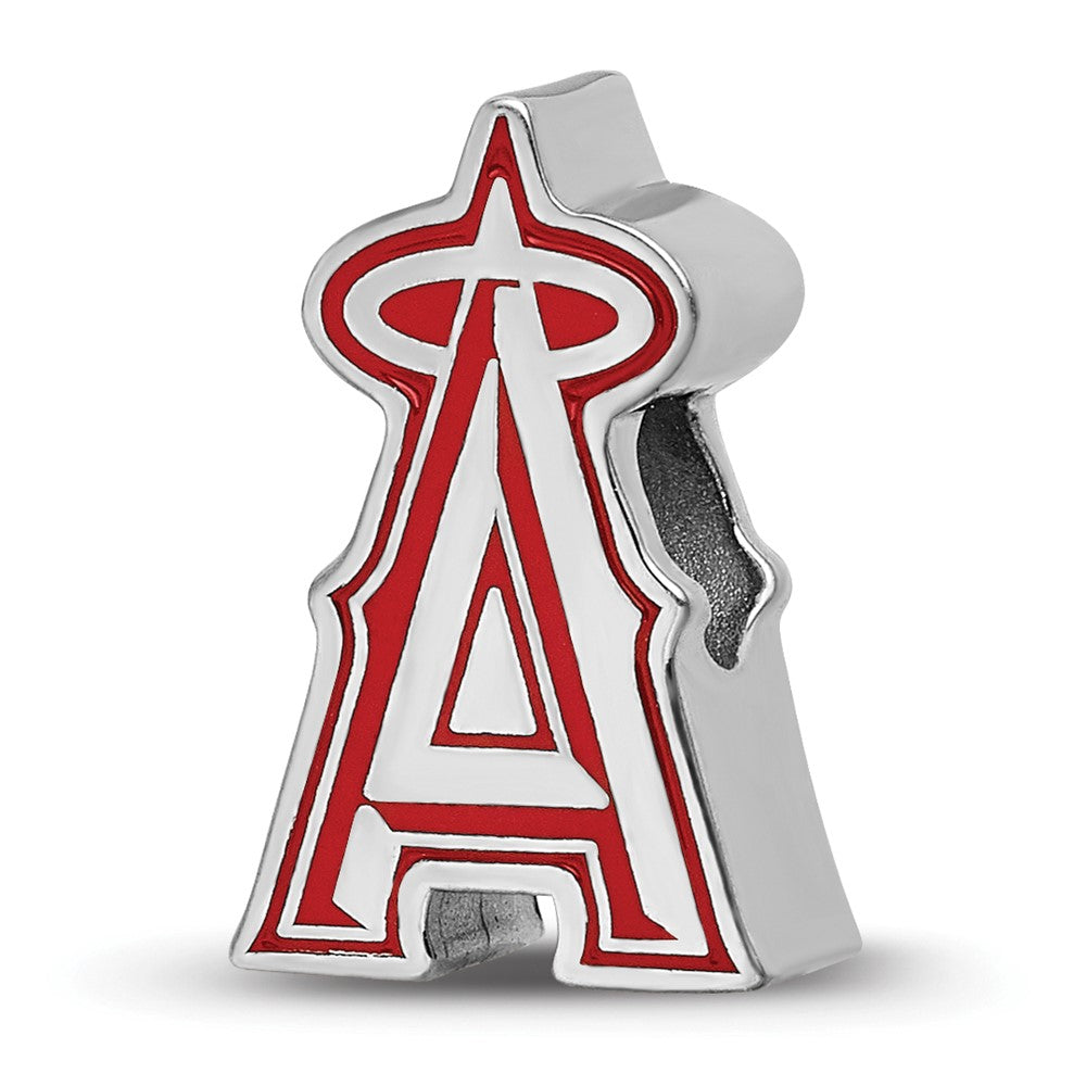 Sterling Silver Rhodium-plated MLB Los Angeles Angels Enameled Bead