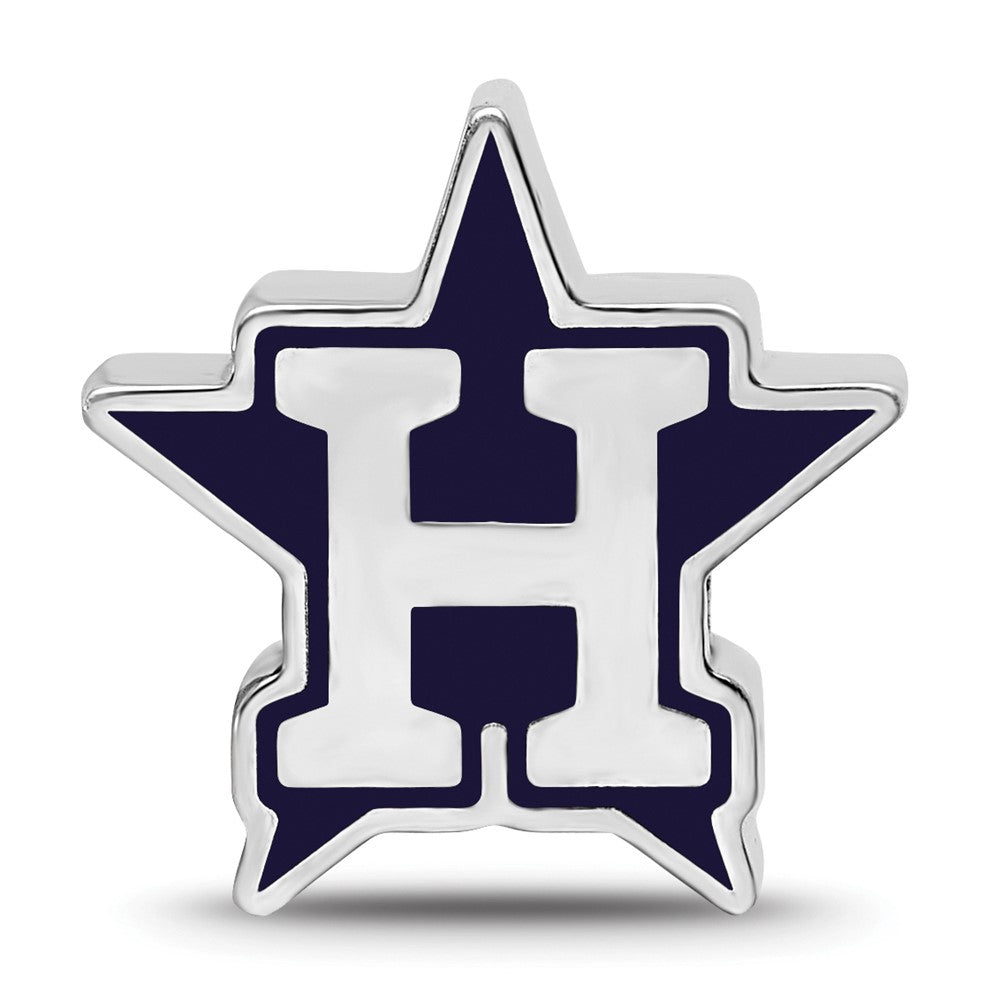Sterling Silver Rhodium-plated MLB Houston Astros Letter H Star Enameled Bead
