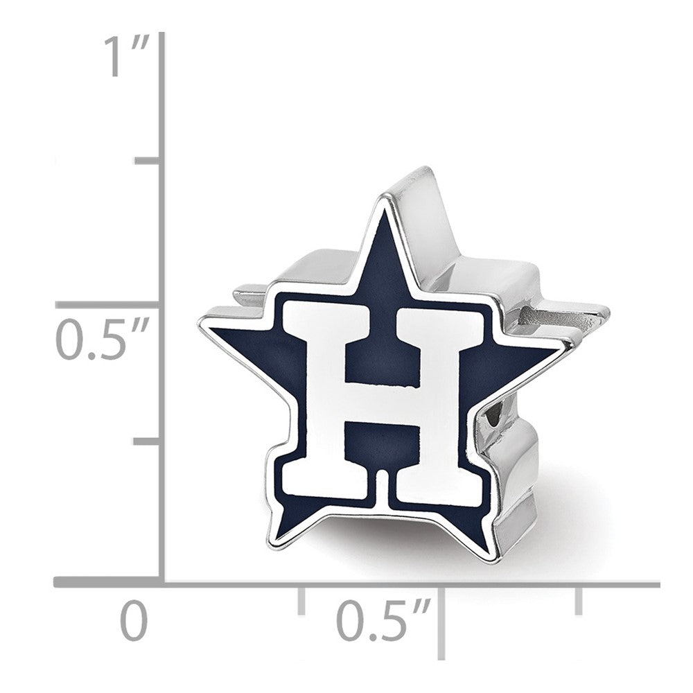 Sterling Silver Rhodium-plated MLB Houston Astros Letter H Star Enameled Bead