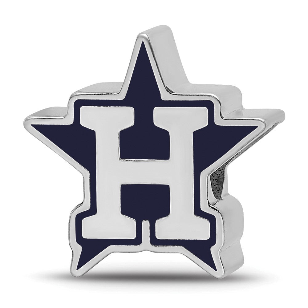 Sterling Silver Rhodium-plated MLB Houston Astros Letter H Star Enameled Bead