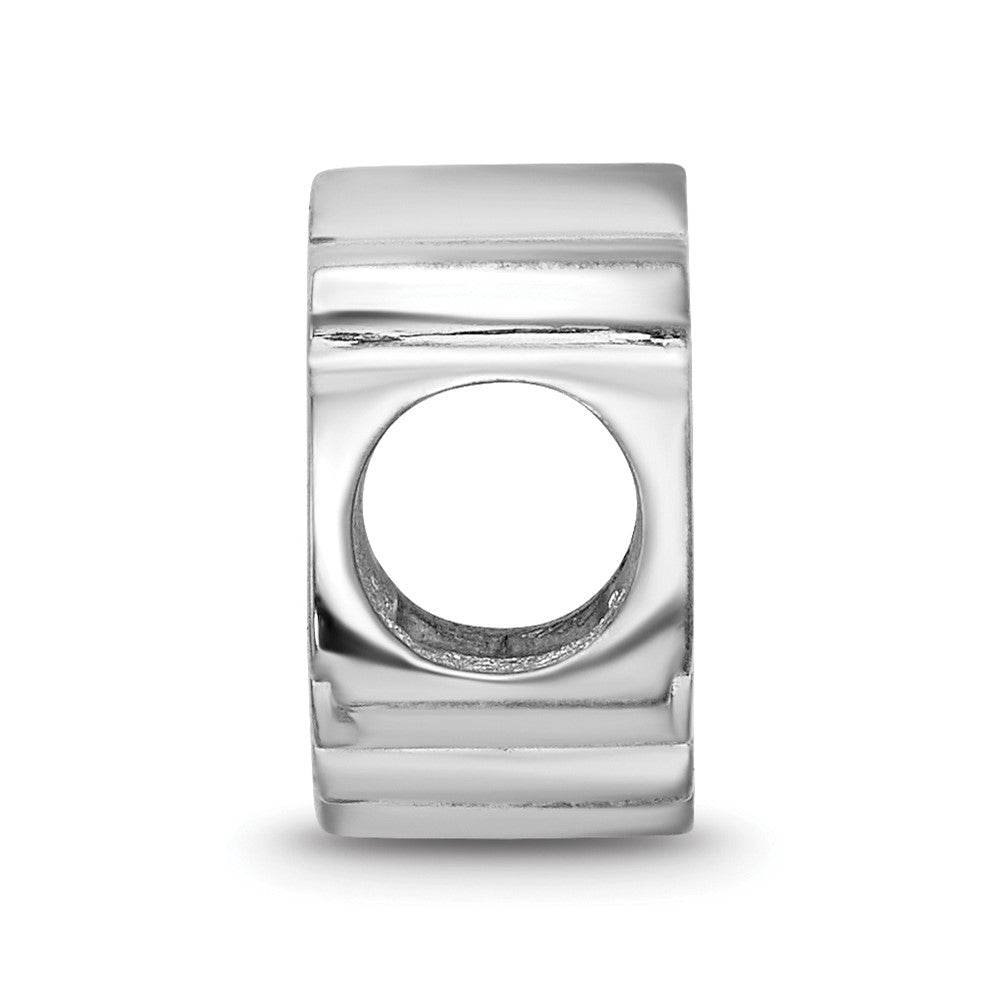 Sterling Silver Rhodium-plated NHL Chicago Blackhawks Enameled Logo Bead