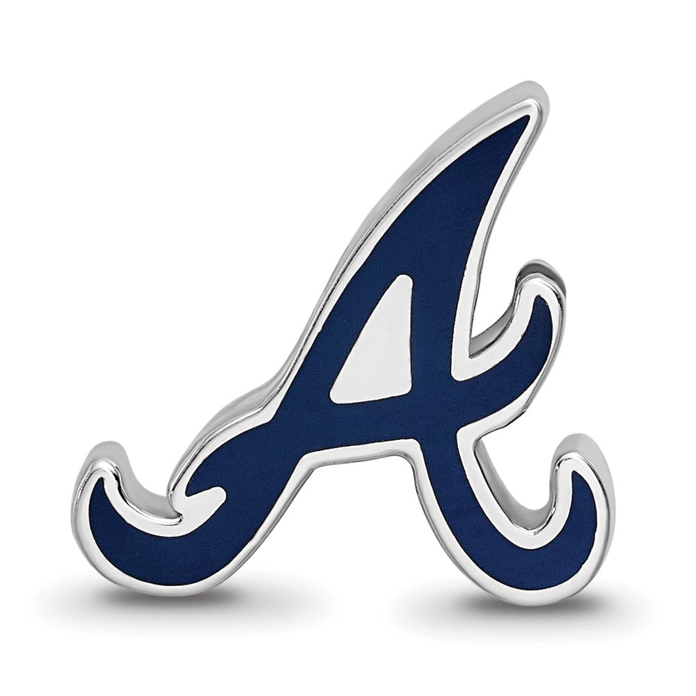 Sterling Silver Rhodium-plated MLB Atlanta Braves Enameled Bead