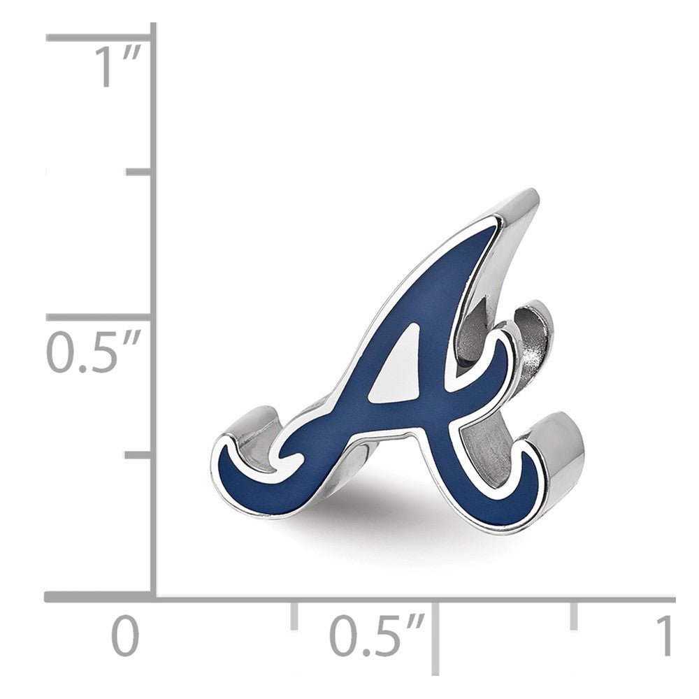 Sterling Silver Rhodium-plated MLB Atlanta Braves Enameled Bead
