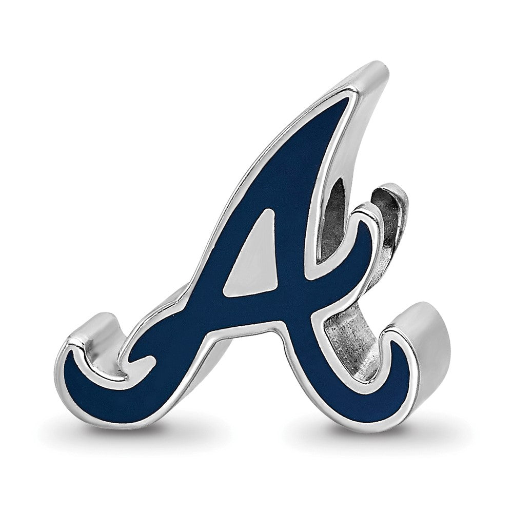 Sterling Silver Rhodium-plated MLB Atlanta Braves Enameled Bead
