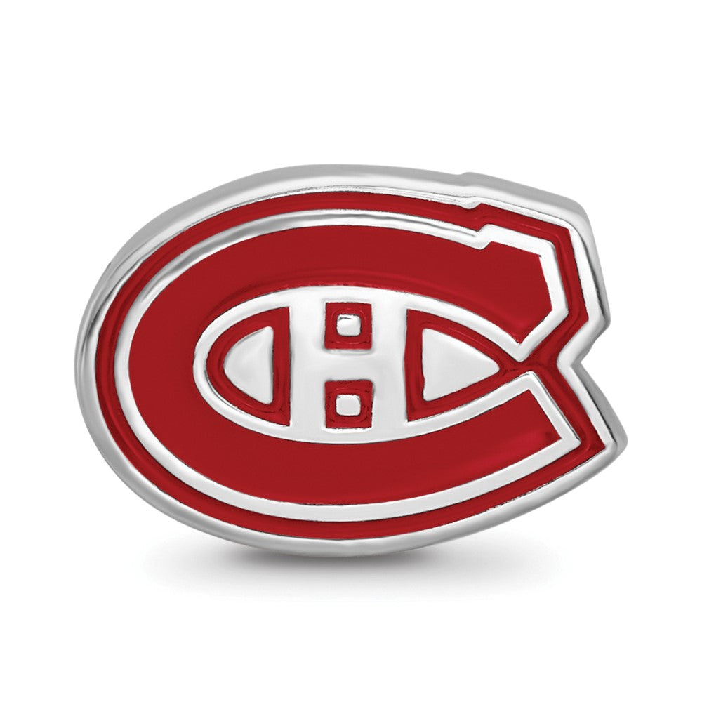 Sterling Silver Rhodium-plated NHL Montreal Canadiens Enameled Bead