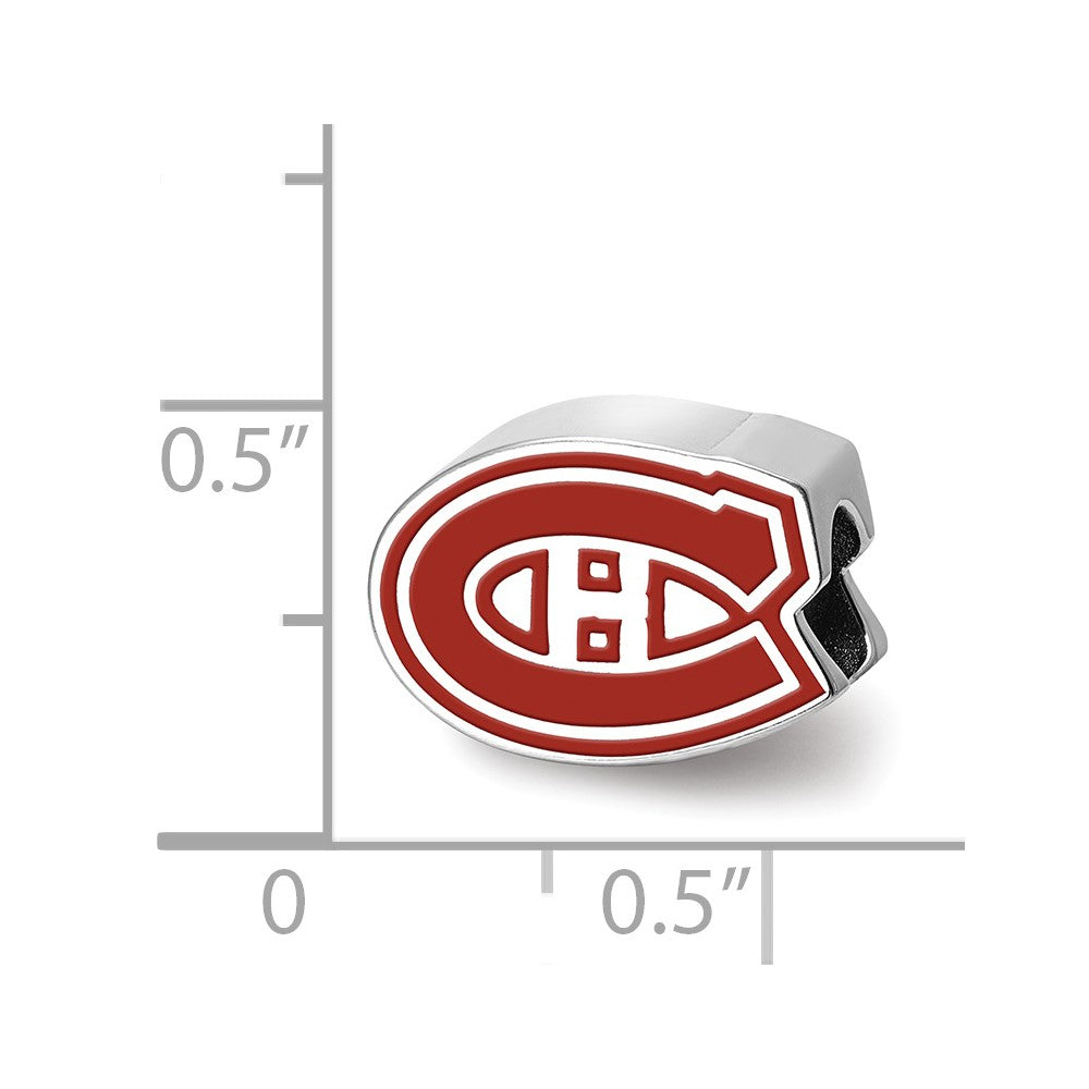 Sterling Silver Rhodium-plated NHL Montreal Canadiens Enameled Bead