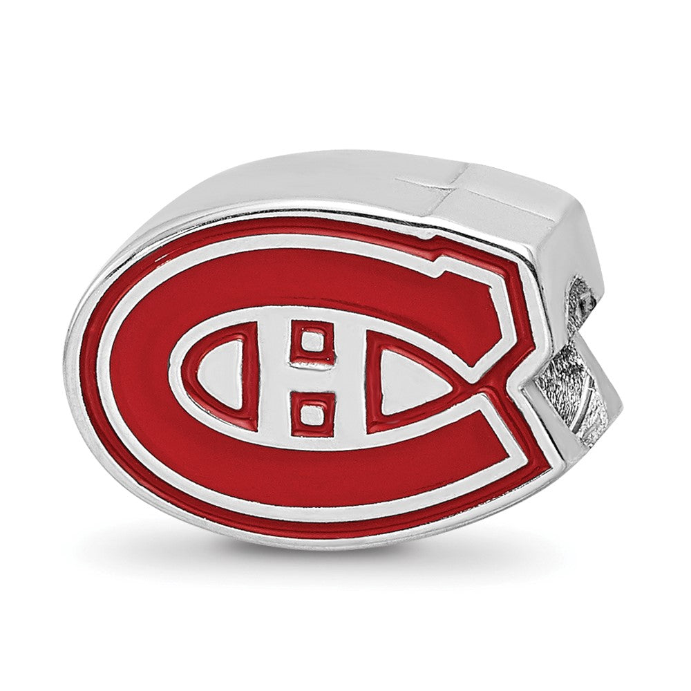 Sterling Silver Rhodium-plated NHL Montreal Canadiens Enameled Bead