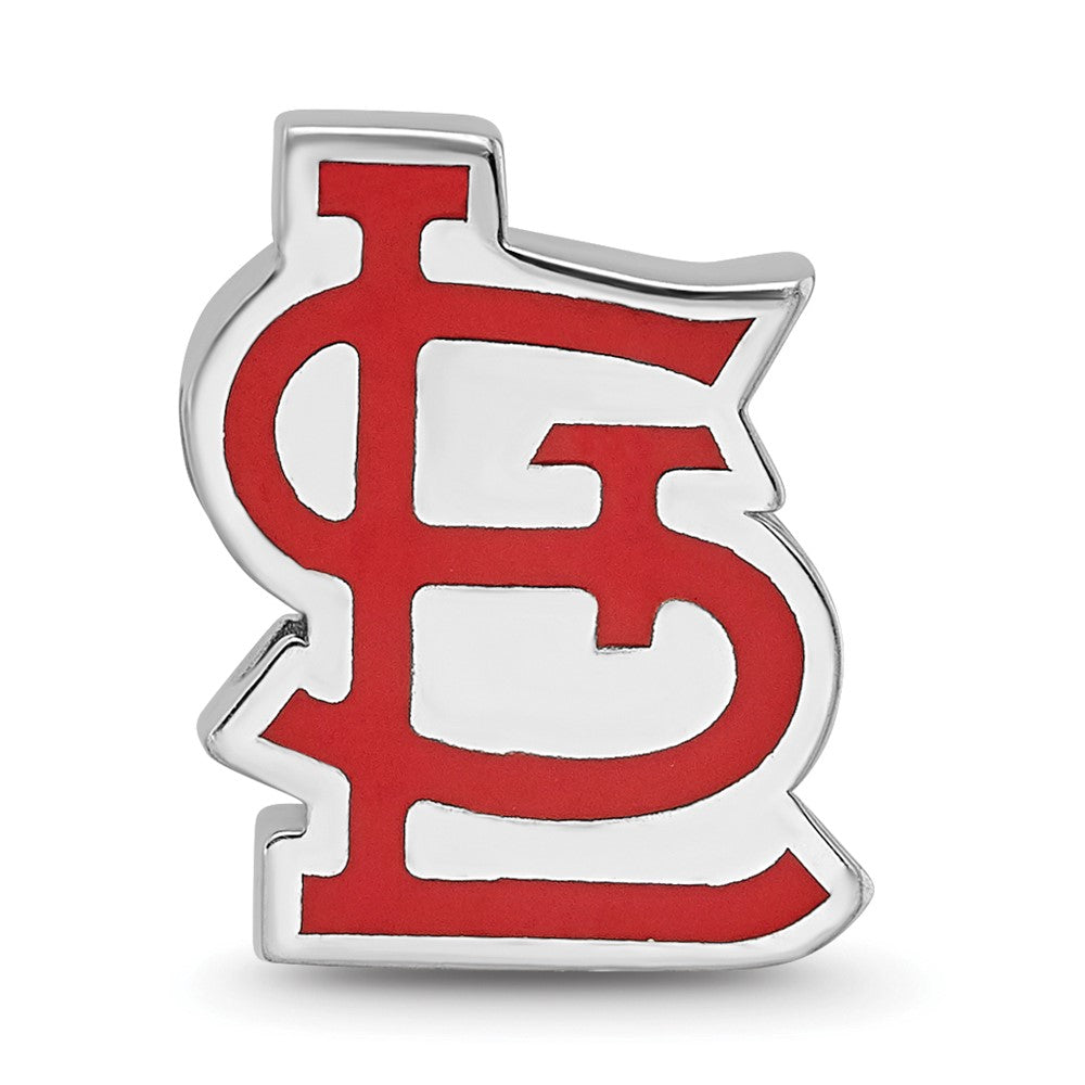 Sterling Silver Rhodium-plated MLB St. Louis Cardinals St. L Enameled Bead