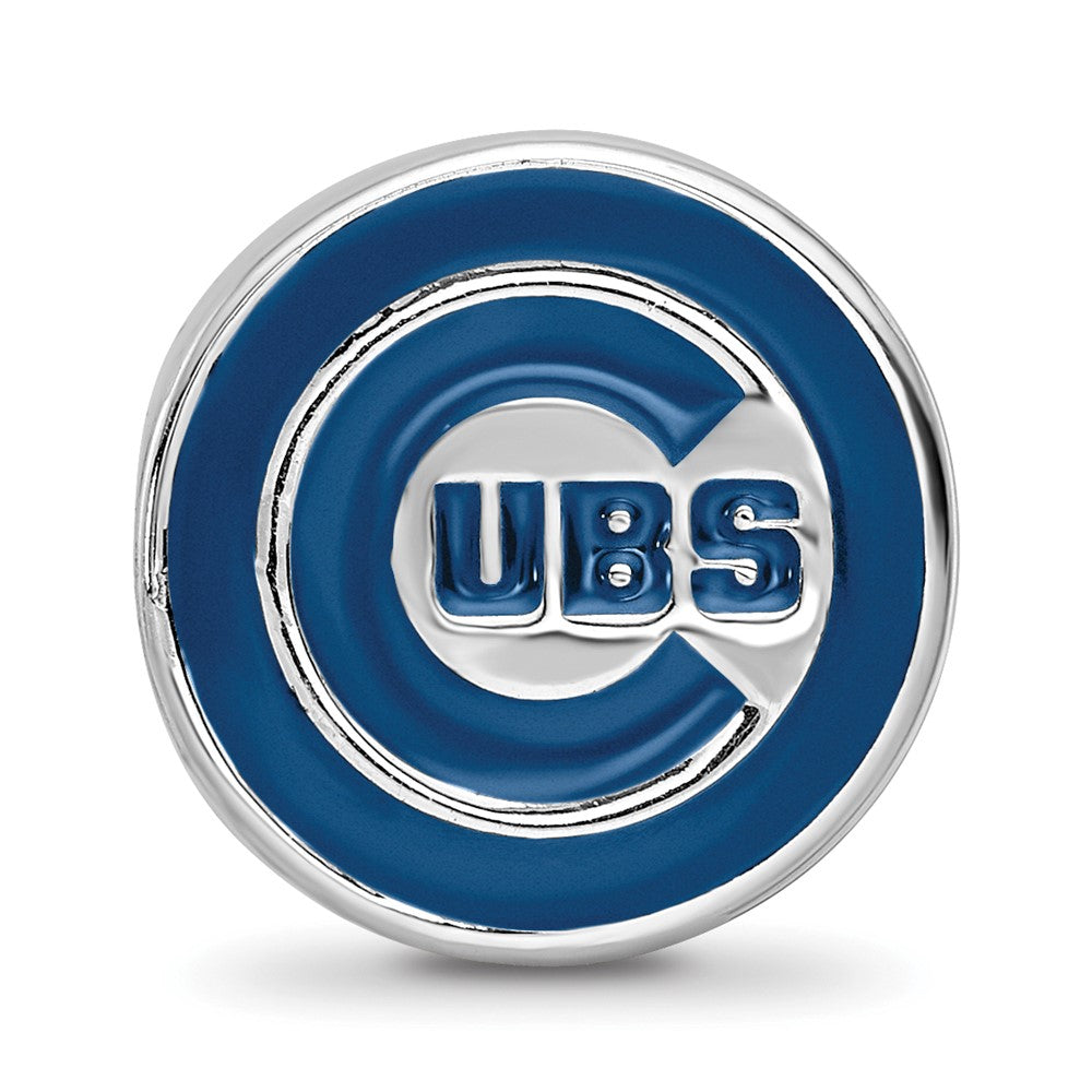 Sterling Silver Rhodium-plated MLB Chicago Cubs Enameled Bead