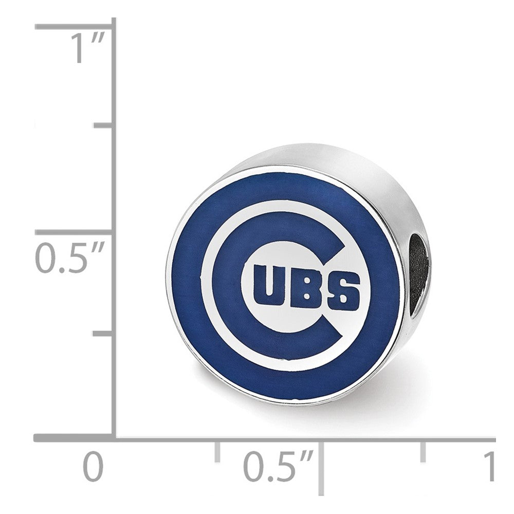 Sterling Silver Rhodium-plated MLB Chicago Cubs Enameled Bead
