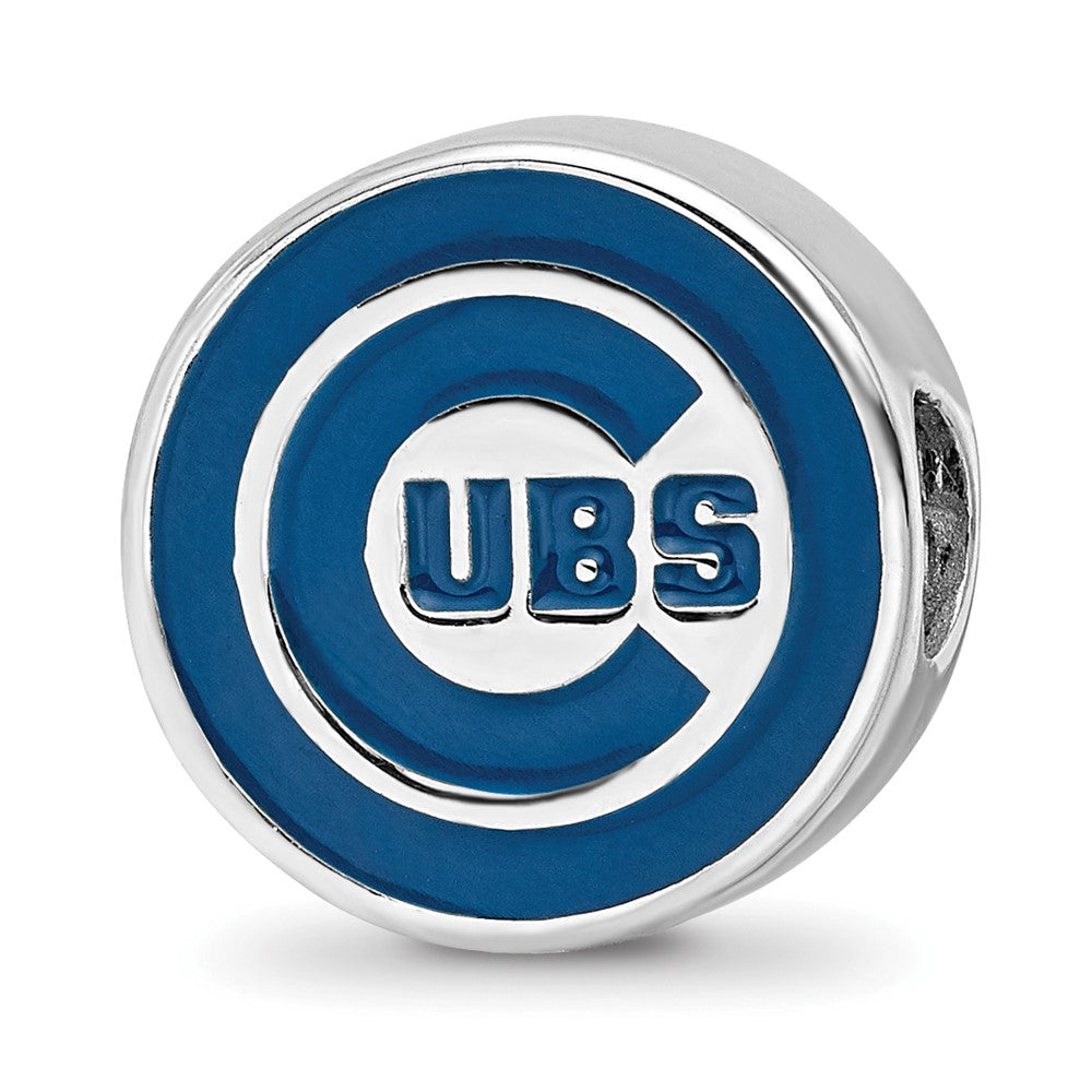 Sterling Silver Rhodium-plated MLB Chicago Cubs Enameled Bead