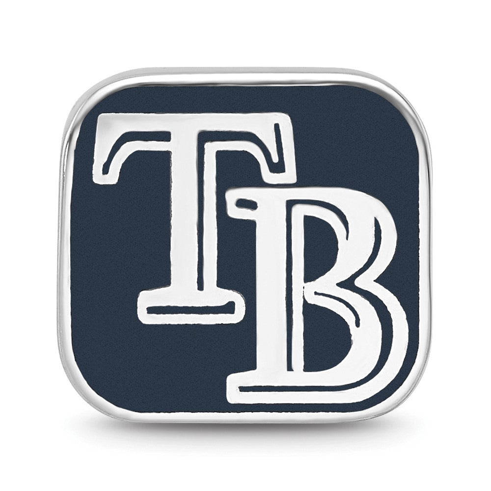 Sterling Silver Rhodium-plated MLB Tampa Bay Rays Letters T-B Enameled Bead
